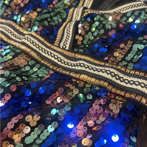 Minuet Petite Multicolor Sequin Long Sleeve Dress - Picture 8 of 11